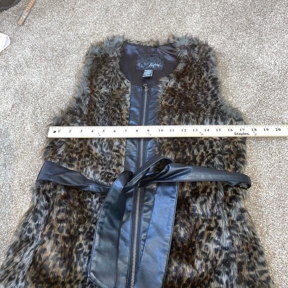 Daytrip vest faux fur full zip belted cheetah leopard animal print jacket SZ SM - Picture 7 of 10